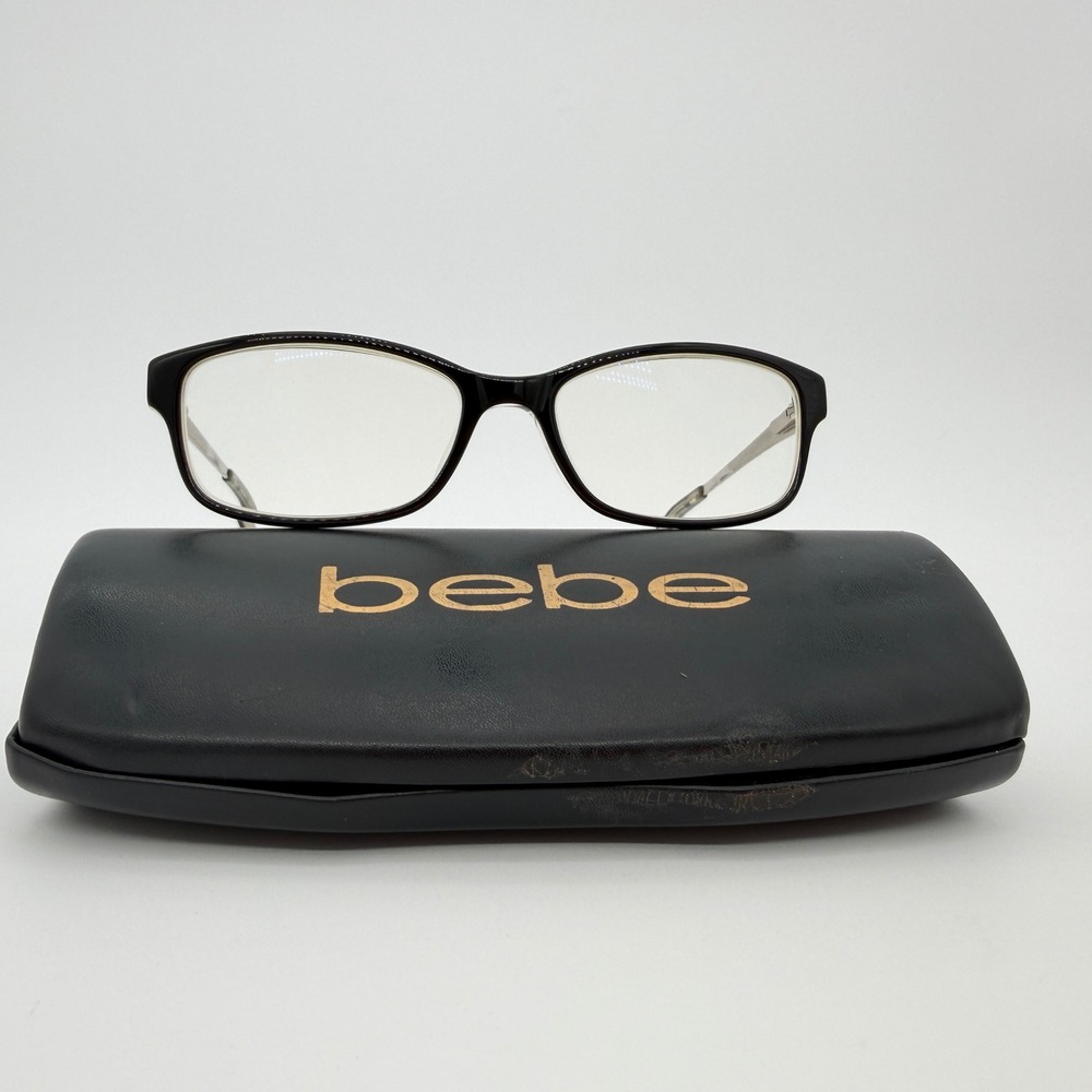 Bebe BB5122 Jet Eyeglasses Frames Black Zebra Temple 53□15 w/ Case